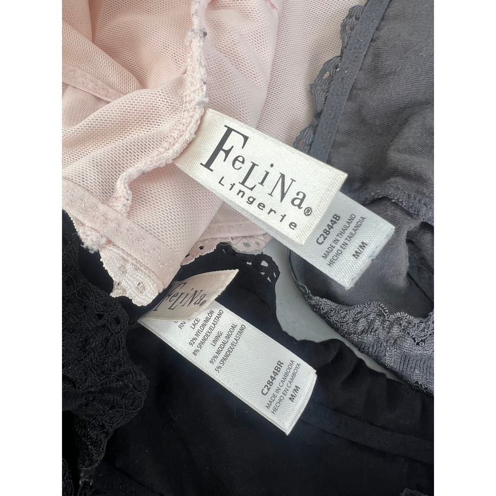 Felina Women Size M Floral Lace Racerback Bralettes Black Pink Gray Lot - Picture 15 of 16